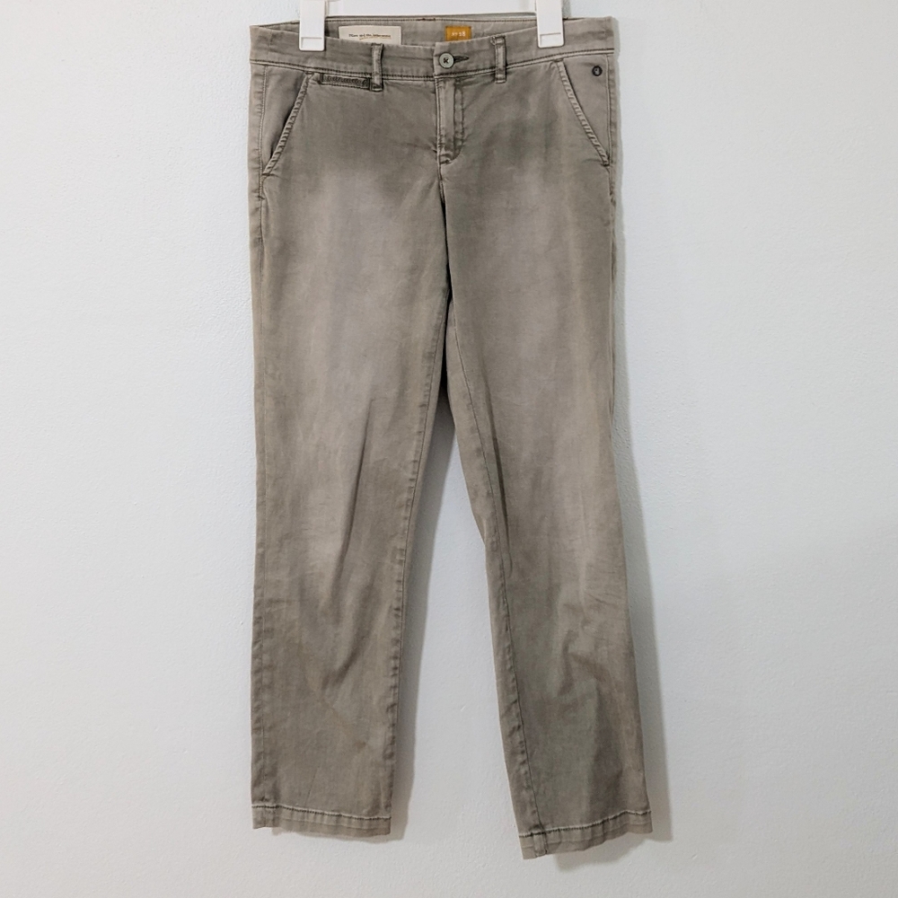 Anthropologie Pilcro Hyphen Chino Pants Straight Leg Khaki Tank Faded Size 28